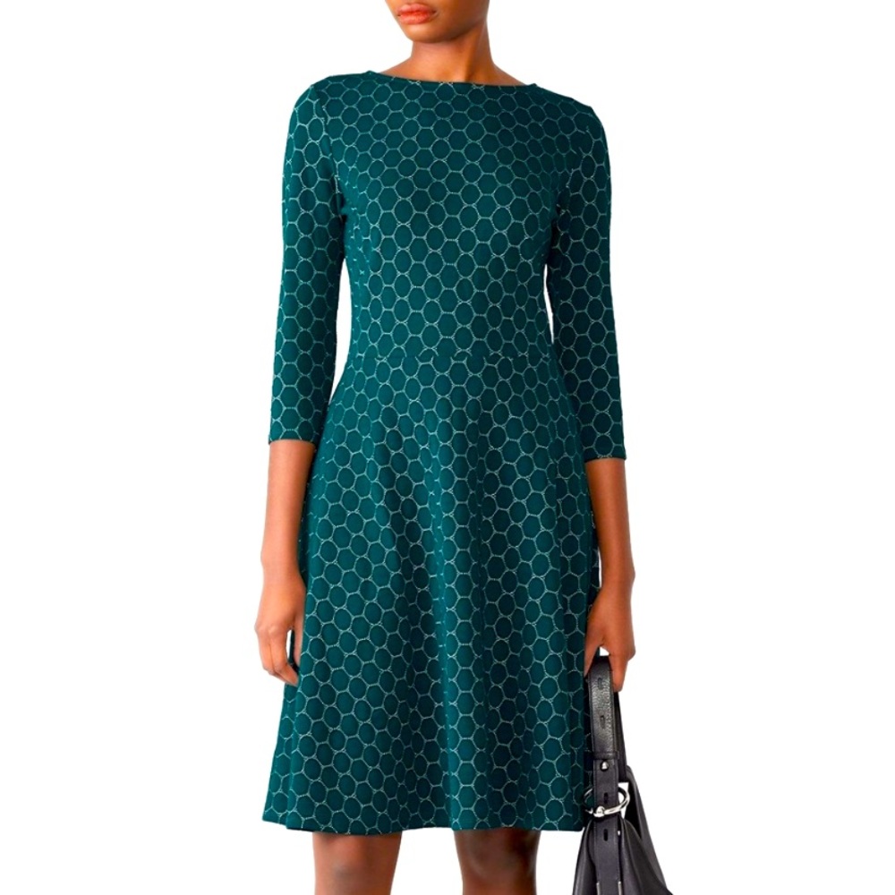 NWT! Leota Luxe Jacquard Botanical Green Dress